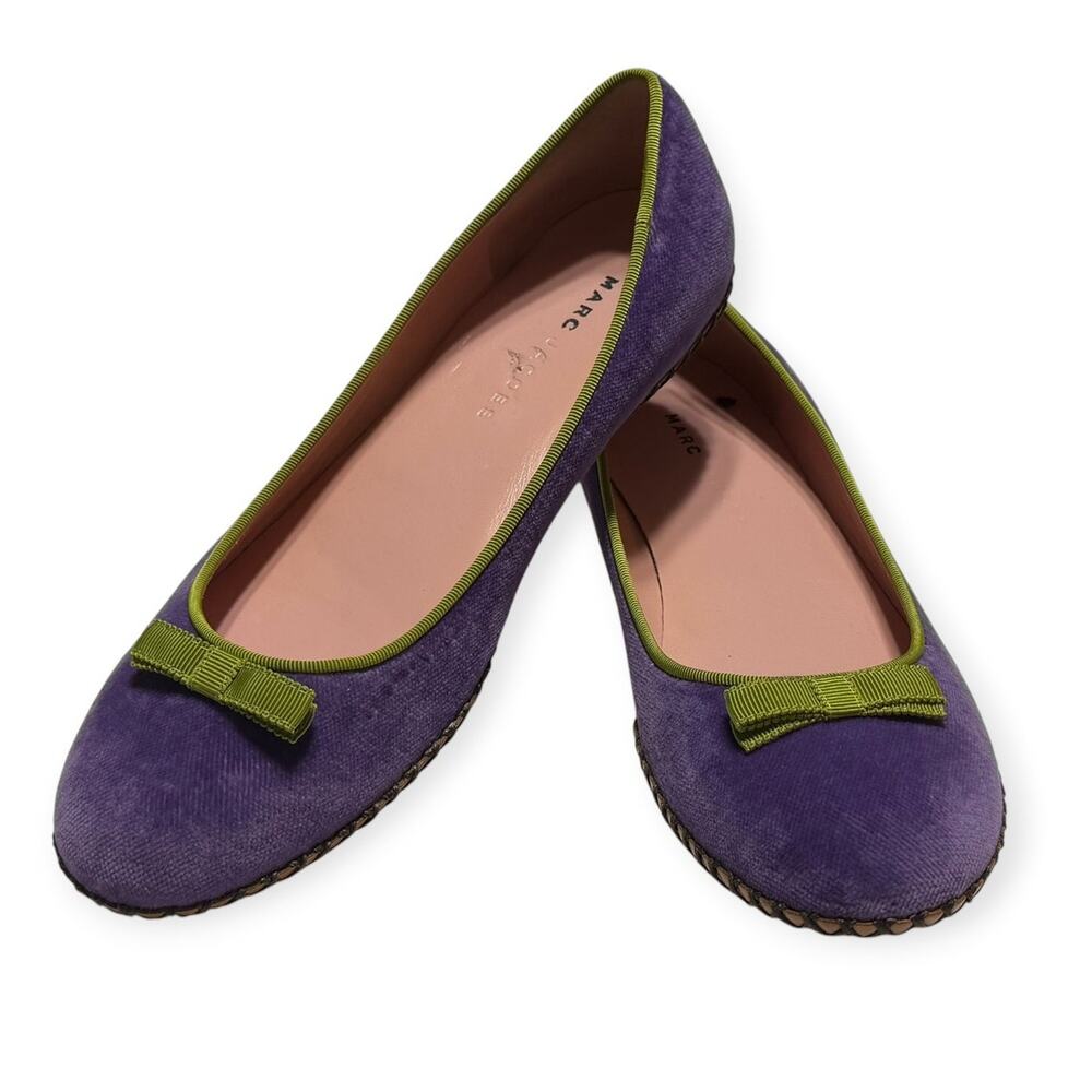 Marc Jacobs Purple Velvet Whipstitch Trim Ballet Flats size 38.5 US 8